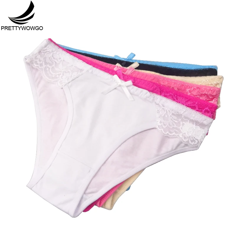 

Prettywowgo 6pcs/lot New Arrival 2020 Sexy Lace Women Cotton 6 Color Briefs Panties 9148