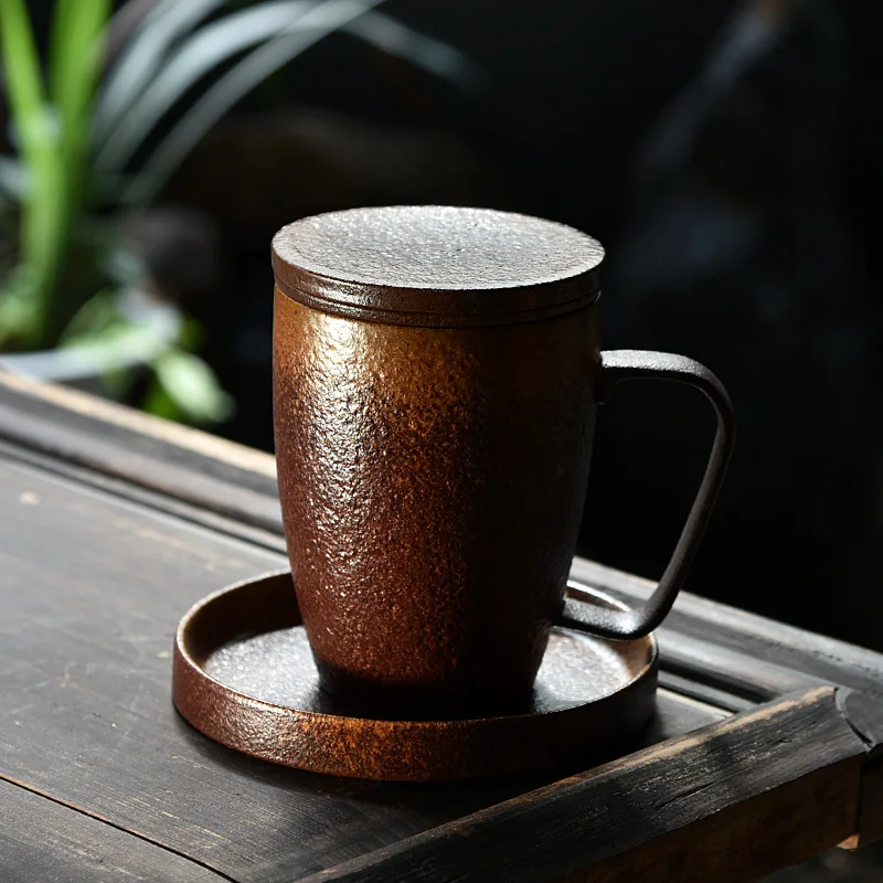 Творческий ручной печи керамическая чашка с крышкой фильтр для чашки чая кружка офис