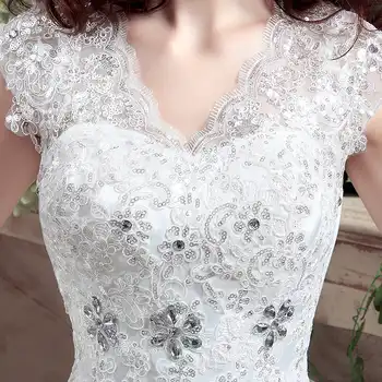 New Arrive Korean Style Large Size Wedding Dress Lace Embroidery Wedding Dress Custom Made Size 002