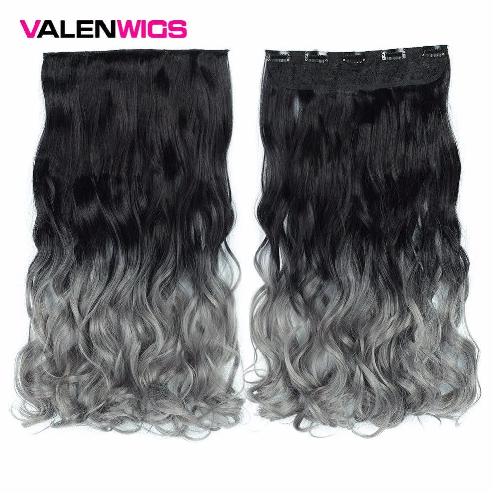 Valenwigs 22 дюйма Омбре парик клип в наращивание волос шоколадный коричневый блонд волнистый стиль высокотемпературный синтетические волосы на клипсах