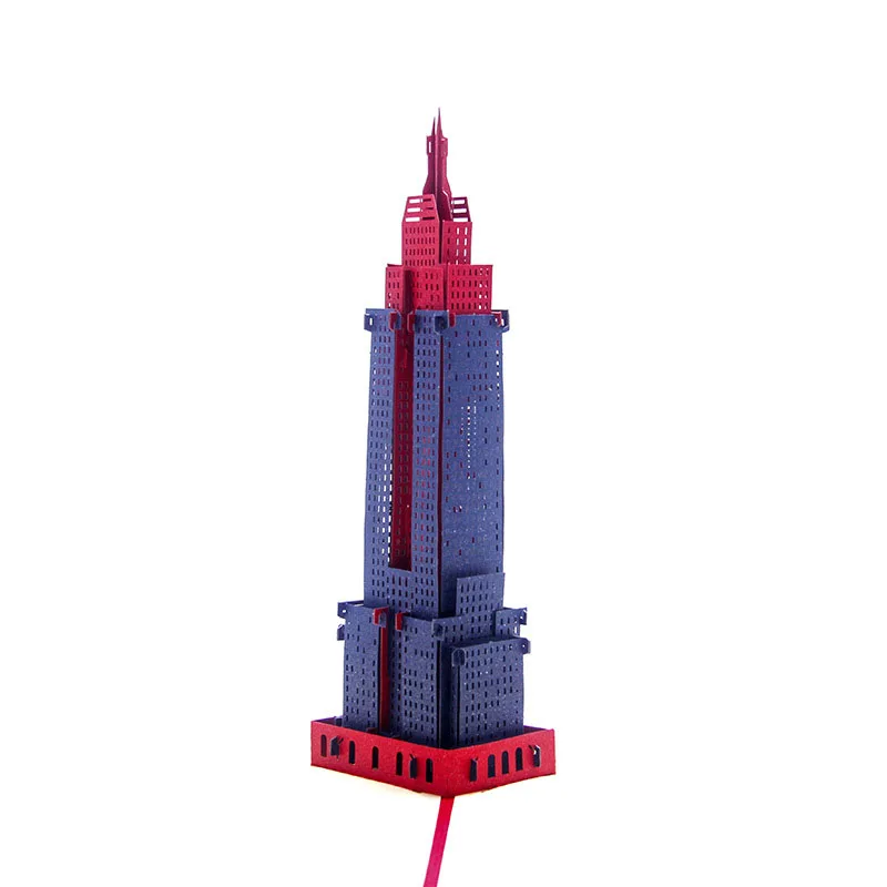  3D Handmade Colorful Empire State Building Paper Invitation Greeting Cards PostCard Creative Busine - 32839561455