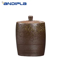 Японский стиль глазури грубая керамика пуэр контейнеры для чая канистра чайный набор кунг-фу банка конфеты печать хранения винтажный домашний декор