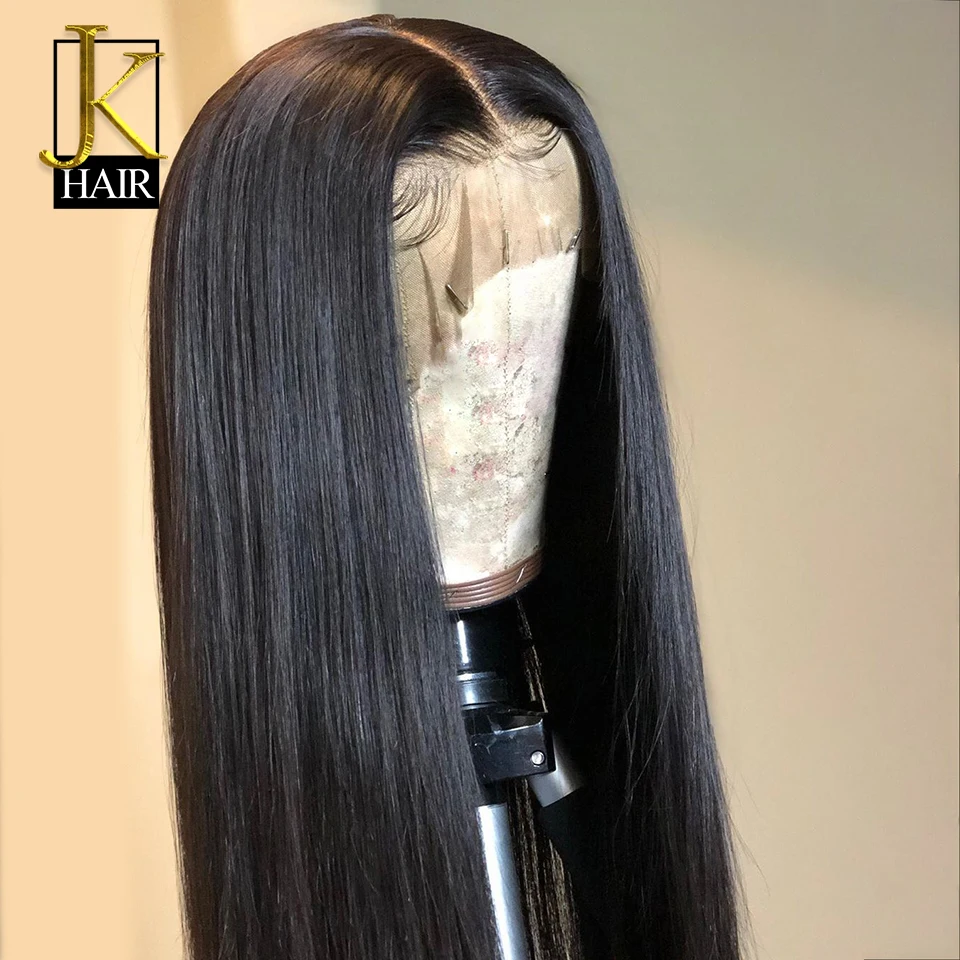 13*4 прямые волосы парик Remy бразильские кружева передние человеческие волосы парики для женщин черный цвет отбеленные с волосами младенца JK глубокая часть