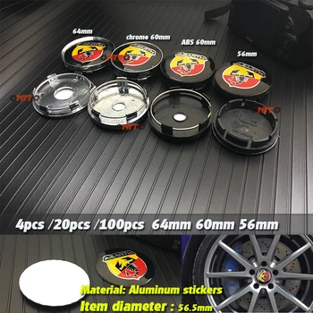 

4pcs 20pcs 100pcs 56mm 60mm 64mm 135mm Abarth abs/PVC Car Wheel Center Cover Hub Cap Resin Badge Emblem Sticker Car Decoration