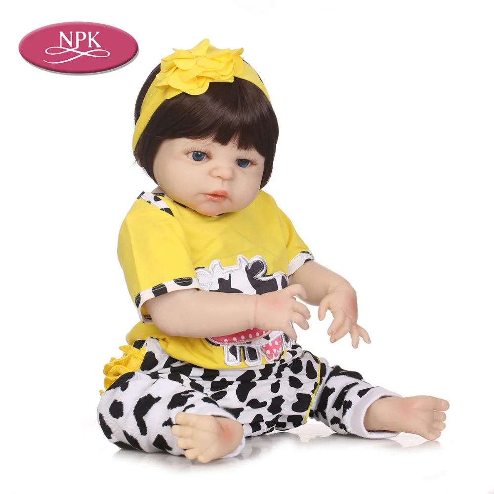 NPK 57CM Reborn Baby Doll FUll SIlicone Vinyl Truly Girl Lifelike 2018 New Bathe Toy Dolls Bebe Reborn Bonecas For Toddler Gifts (4)