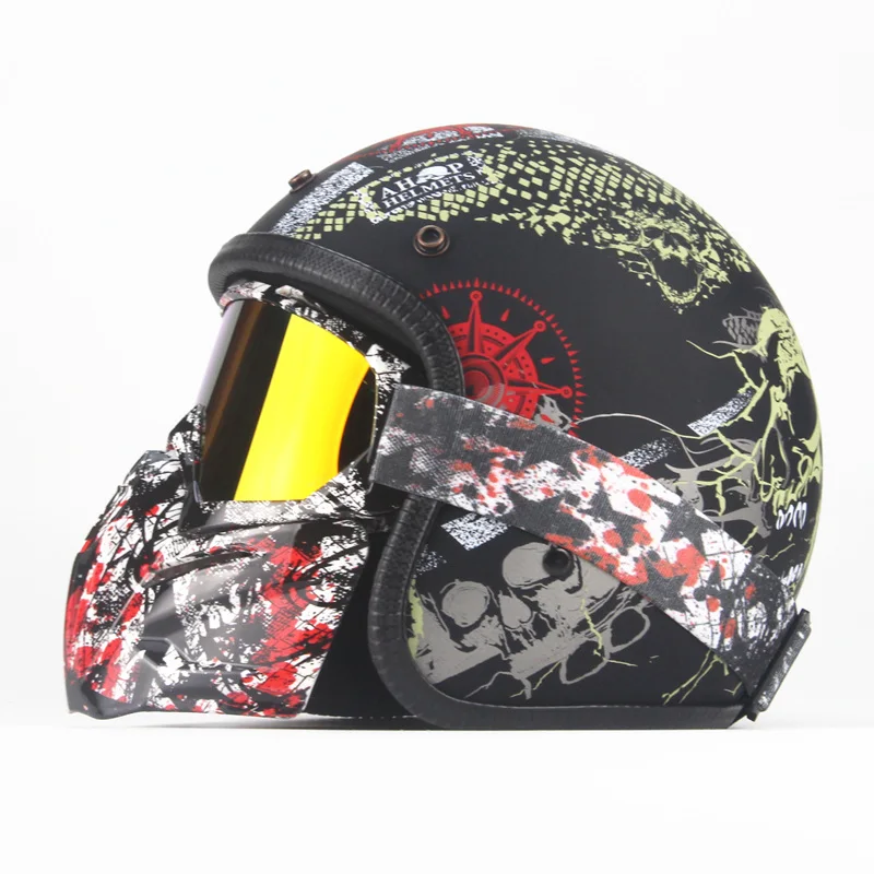 3/4 шлемы moto rcycle ретро с открытым лицом винтажные Racer Cascos moto rcycle шлем с goggle mask