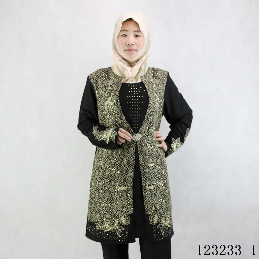 

Vintage muslim women dress robes 2017 spring summer autumn embroidery black long sleeve women party dresses