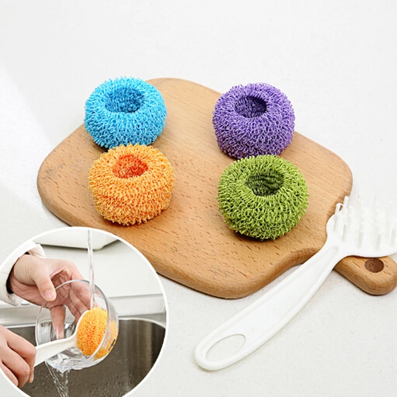 

Pure Fiber Dish Scrubber Scouring Pads Colorful No Odor Cleaning Ball For Home Kitchen Pot Pan Dish Wash Cleaning