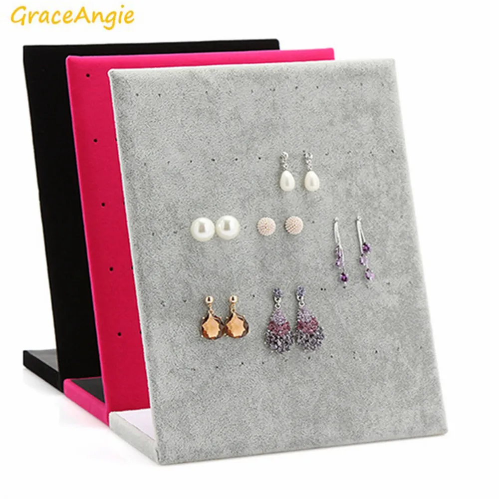 

High Quality Black Yellow Gray Suede 'L' Shape Earring Ornament Jewelry Display Rack Ear Studs Hot