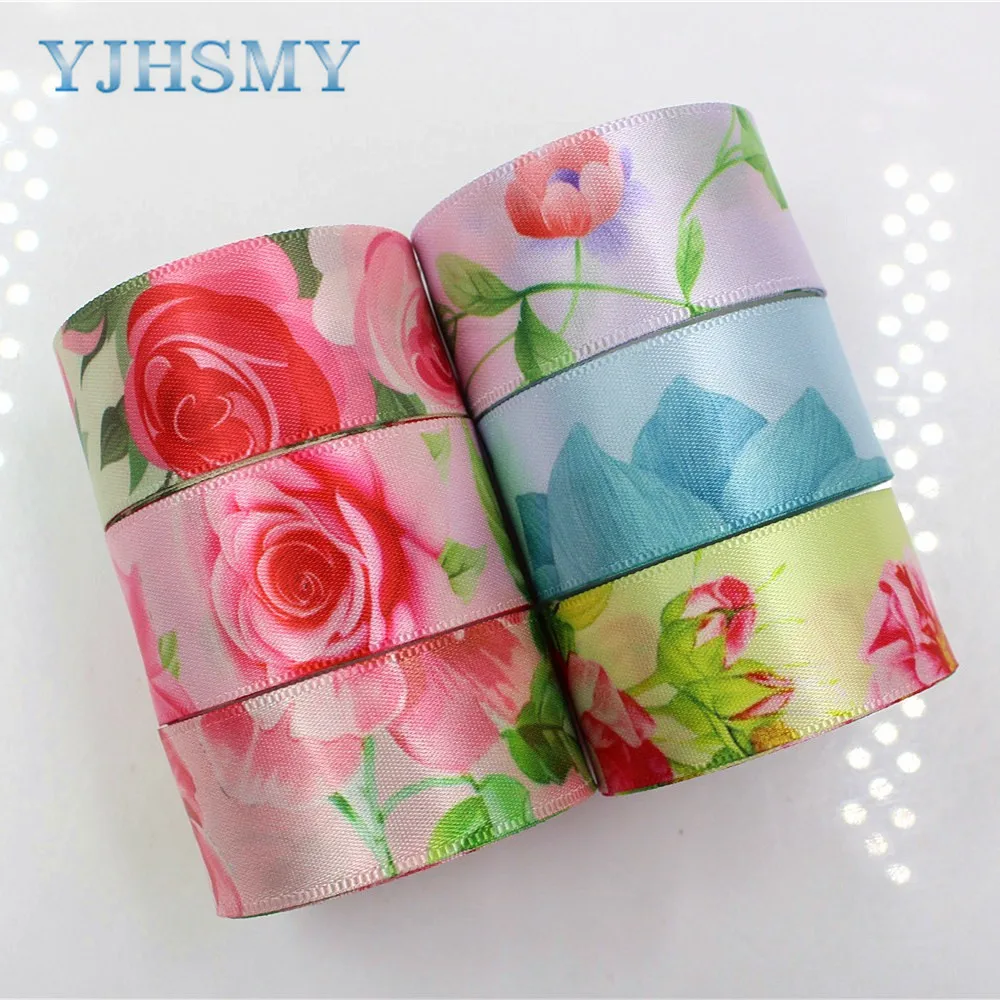 

YJHSMYG,D-171114-581 25 mm 5 yards spring Flower satin ribbons,clothing Accessories,party decoration,DIY handmade material.