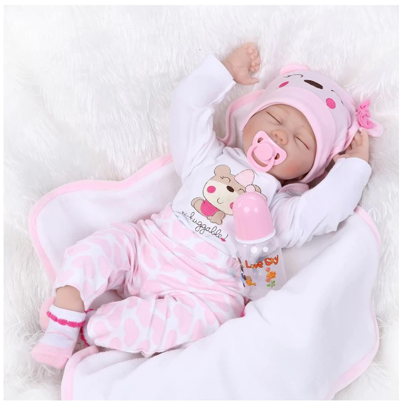 

55cm/22inch New Fashion Soft Silicone Reborn Baby Cloth Body Sleeping Real Touch Baby Dolls Alive Doll