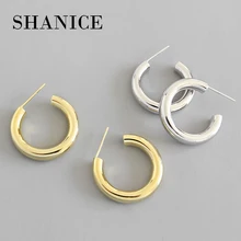 SHANICE, серьги из серебра 925, металлические, c-образные, Преувеличенные, для женщин, девушек, леди, высокая полировка, гладкие, круглые, ювелирные изделия, серьги