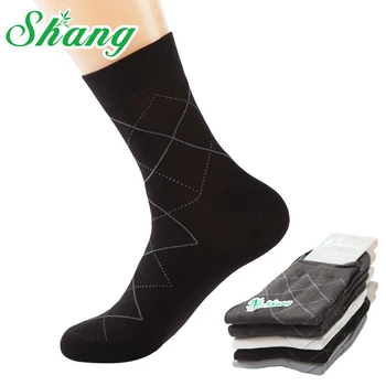 

BAMBOO WATER SHANG Men Bamboo fiber socks men's elite casual business socks Dotted line diamond Natural antibacterial LQ-51