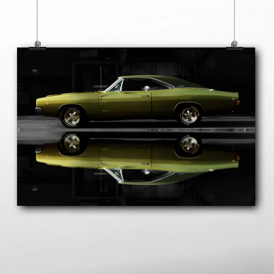 

Dodge Charger Super Car Classic Muscle Car Posters and Prints Wall Art Canvas Painting For Living Room Decor Framed
