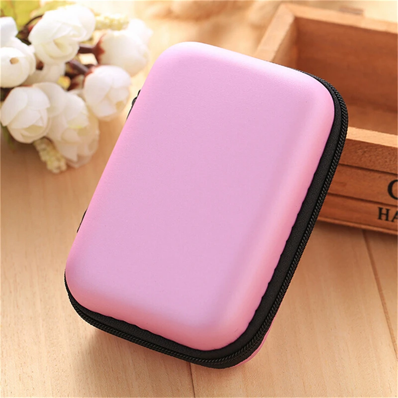 

Mini Hold Case Storage Pink Case For Headphones Earphone Earbuds Carrying Hard Bag Box Case For Keys Coin Travel Earphone Acc