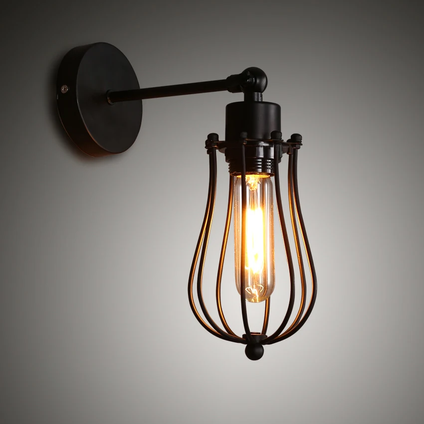 

Free shipping loft American vintage E27 wall lamp Industrial Pendant Light Edison Bulb black Lamp Wall Lamp bedroom bedside