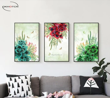 

Unframed 3 Pieces/Set Nordic Tropical Plant Flower Painting Modern Printing On Canvas Living Room Decor Print Posters
