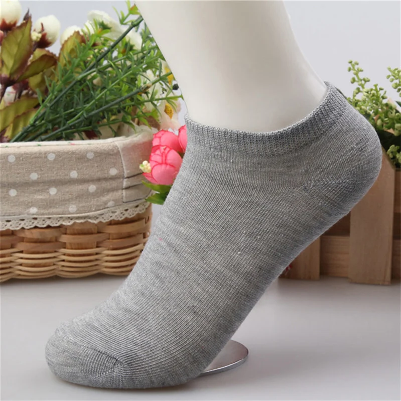 Women's Lovely Plain Cotton Socks 5 Pairs Gray