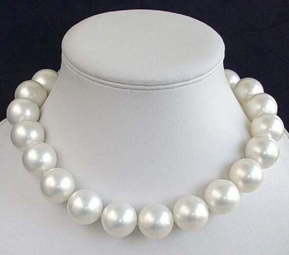 

14MM BIG WHITE SOUTH SEA SHELL PEARL NECKLACE ,18'' 45cm AAA style Fine Noble real Natural free shipping