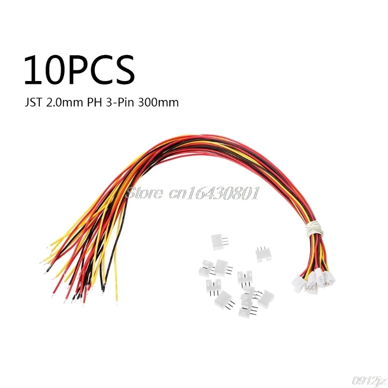 

10 SETS Mini Micro JST 2.0 PH 3-Pin Connector plug with Wires Cables 300MM C90A New Drop shipping qiang