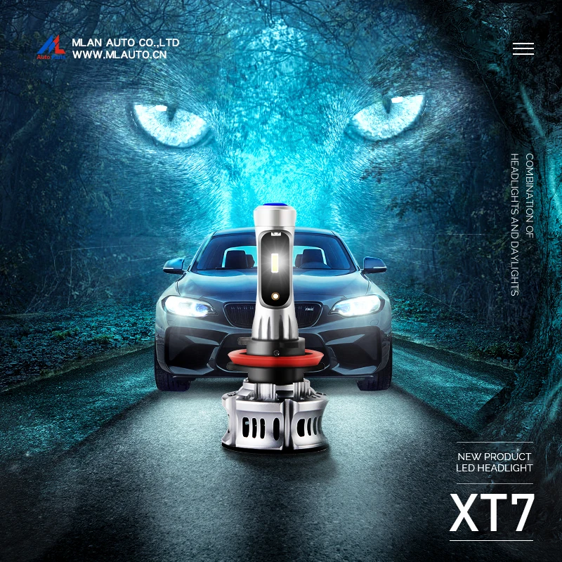

XENPLUS 2019 New Arrival H7 Led headlight 60W 1000lm 12V CSP Chips XT7 H11 9005 9006 H3 H1 Lamp with Devil Eye 6500k for auto