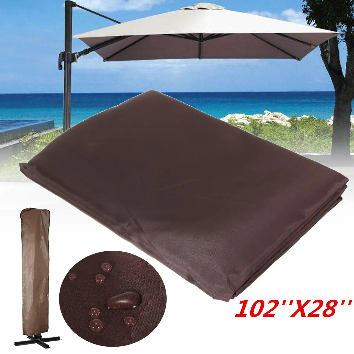 

Garden Patio Umbrella Rain Cover Waterproof Polyester Canopy Protective Cover Bag Outdoor Rain Gear Accessories Fit 9-11ft