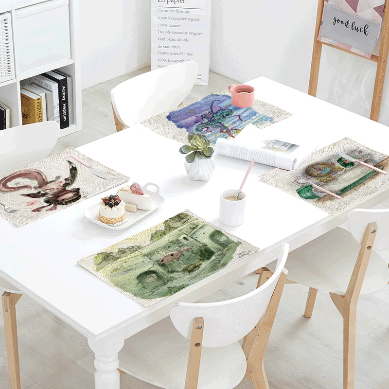

Warm And Lovely Sea Animal Meal Cloth 42 * 32 CM Personality Harmony Doll Fish Mermaid Octopus Linen Home Tablecloth Decoration