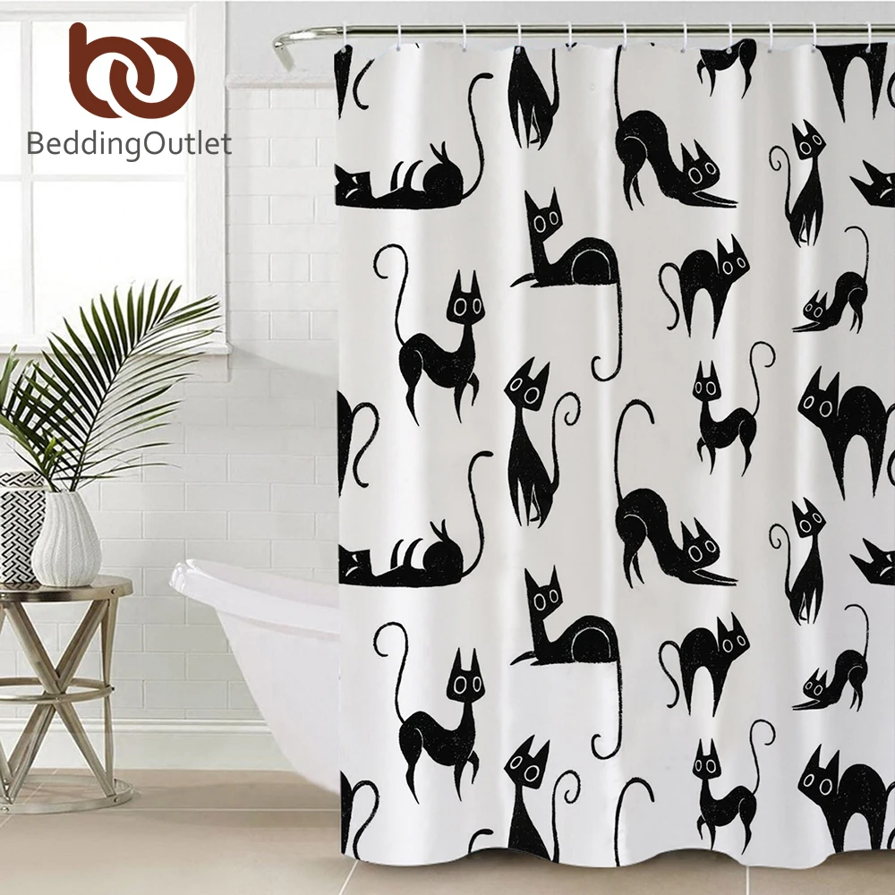Занавеска для душа BeddingOutlet с мультяшными кошками водонепроницаемая занавеска из