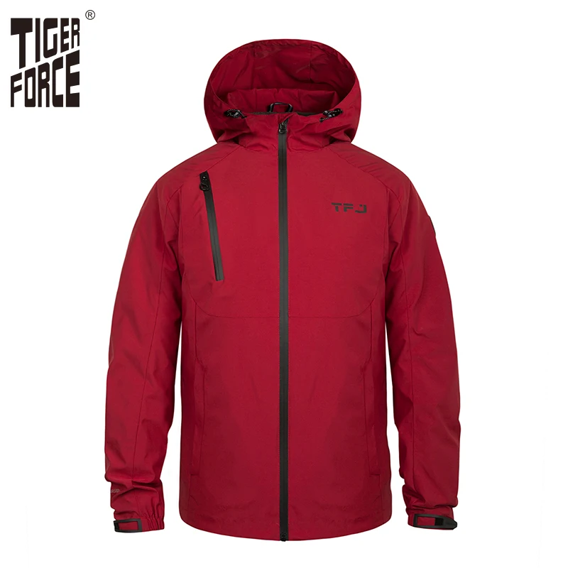 

Tiger Force Waterproof Men's Jacket Male Hooded Windbreaker Casual Windproof Spring Outerwear Plus Size Male Coats Large Size