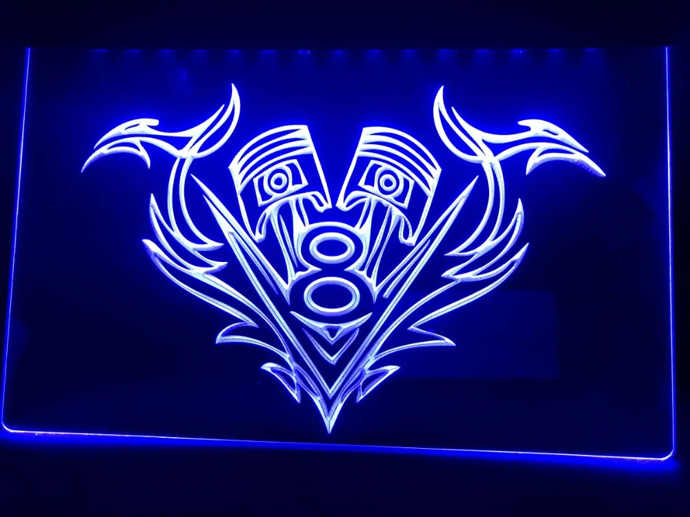 

R094 V8 Piston Beer Bar Pub Club LED Neon Light Signs