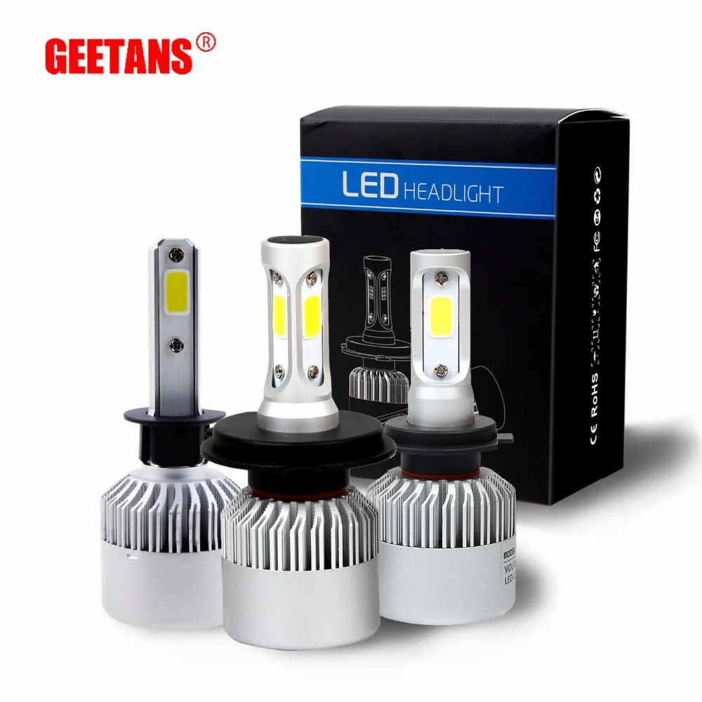 GEETANS 12V Car Headlight H4 LED H7 H1 H3 H11 H13 HB1 HB2 HB3 HB4 HB5 9003 9004 9005 9006 9007 72W 8000LM 6500K Light Bulbs DI