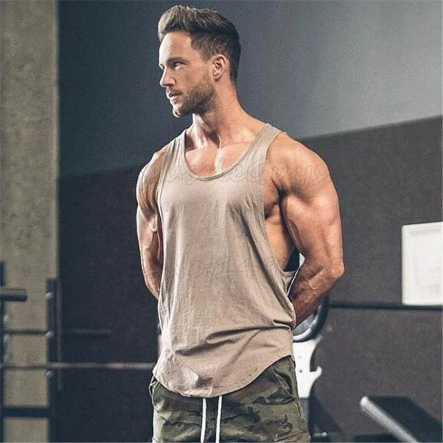 US $6.65 Brand gyms clothing Men Bodybuilding and Fitness Stringer Tank Top Vest sportswear Undershirt muscl
