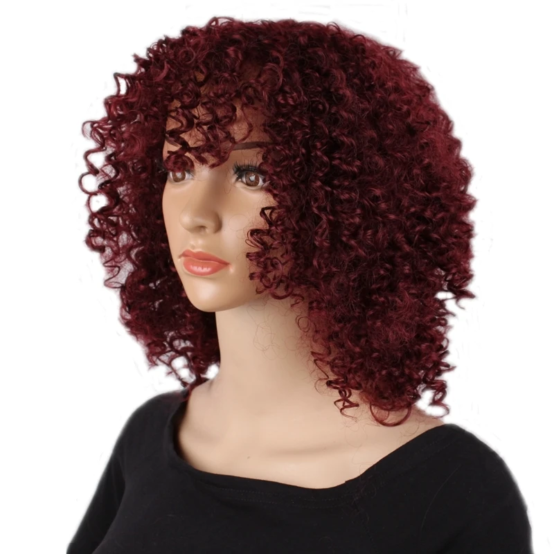 12 дюймов длинные афро курчавые кучерявые парики для черных женщин цвета Бург синтетические парики африканская прическа термостойкие