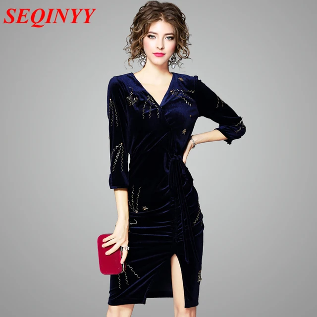 Navy Blue Knee Length Dresses