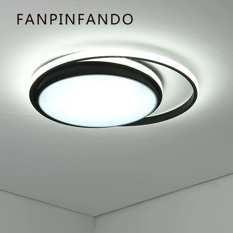 Современные светодиодные потолочные лампы для гостиной спальни Кабинета Белый Черный Цвет потолочный светильник для кухни светильники блеск AC85-265V