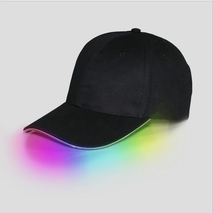 Red LED Light Flash Baseball Cap Fashion LED Lighted Glow Club Party Black Fabric Travel Hat