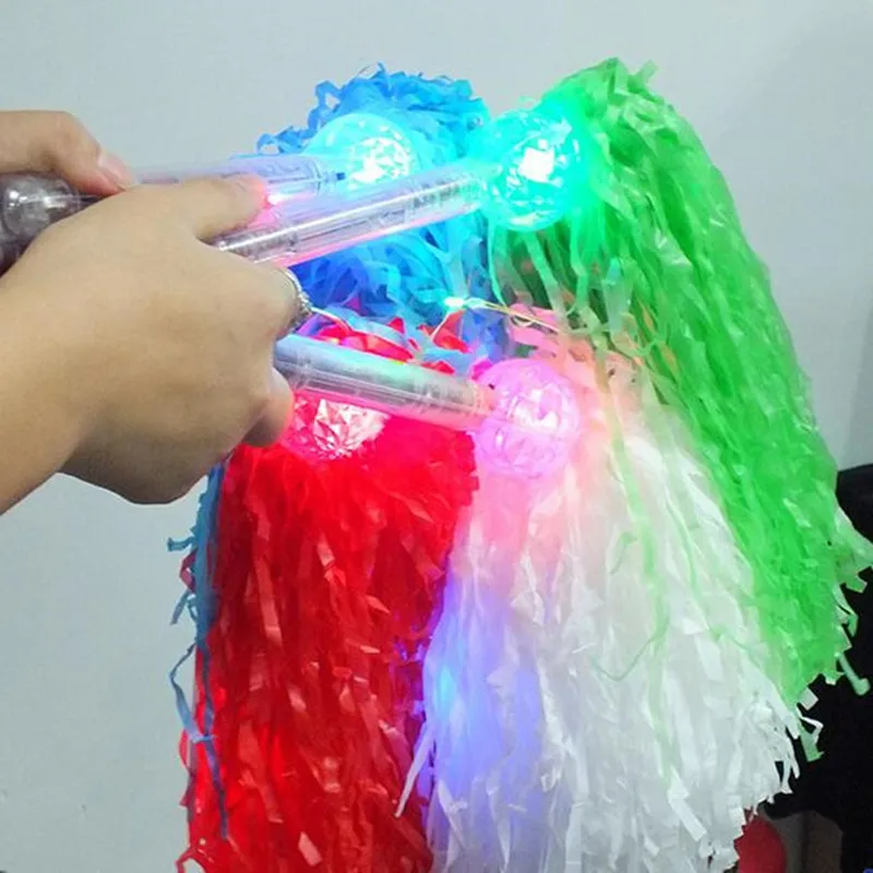 

LED Flashing Cheerleading Pompom Hand Ball Pom Poms Flower Cheering Football Match Dance Party Concert Bar Birthday Toy Gift