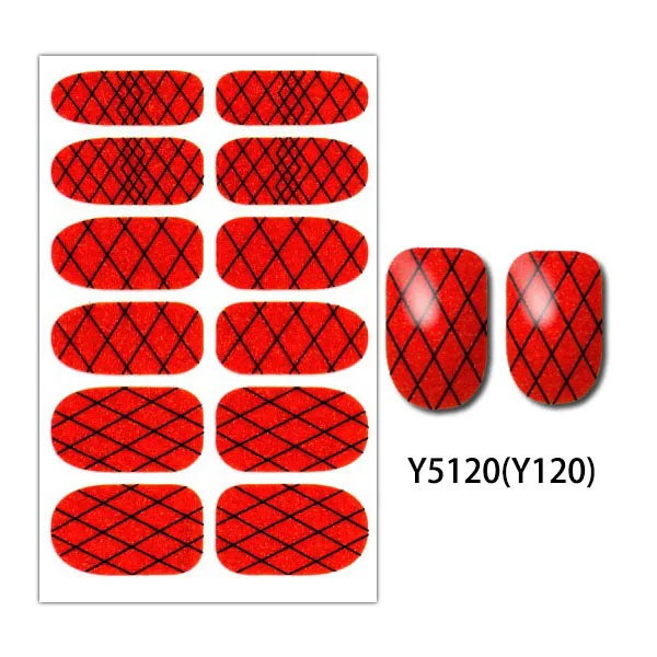 Блестящий 1 шт полное покрытие Y наклейки для ногтей Блестящий узор градиент чистый дизайн ногтей Наклейка для маникюра обертывание инструмент украшение мода - Цвет: Y5120(Y120)