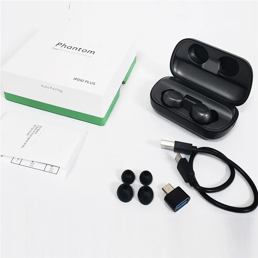 ASKMEER IP010 TWS беспроводные наушники спортивные Bluetooth 5,0 Гарнитура 3D стерео Бас Игровые наушники с двойной микрофон 2600 мАч зарядная коробка - Цвет: Black-Retail box