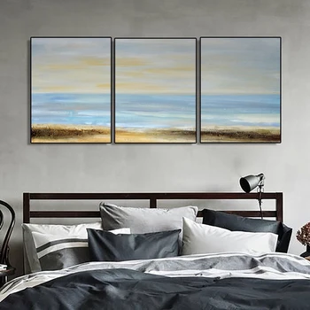 

Laeacco Canvas Calligraphy Painting Watercolor Sunrise Sea Level Posters and Prints Wall Pictures for Living Room Home Decor