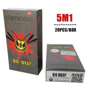 

BIG WASP Gray Disposable Needle Cartridge 5 Single Stack Magnum (5M1) Tattoo Needles Tip 20Pcs/Box