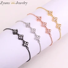 10 нитей ZYZ304-9040 цветок звено соединитель браслет Шарм проложить Установка CZ Модный браслет, женская бижутерия