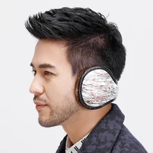 Зимние наушники для мужчин, складные теплые наушники для ушей, британский стиль, клетчатая плюшевая Ушная муфта, регулируемые наушники из искусственной кожи, Bac