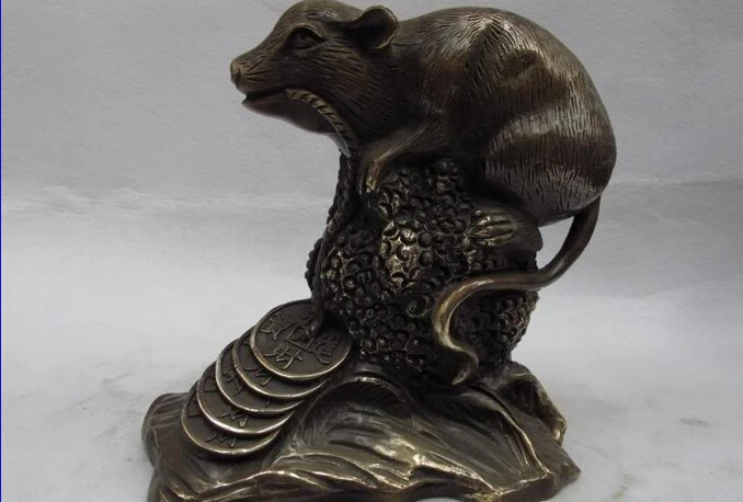 

Collectible bronze lion statue S0616 Chinese classical bronze copper carved lucky mouse bring wealth fengshui Statue (B0413)