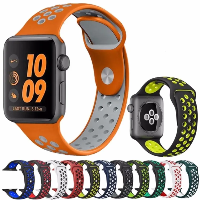 

2018 New Arrival Colorful Silicone Strap for Apple Watch Bands Sport Soft Rubber Wristband for iWatch 1/2/3 38mm 42mm Watch Band