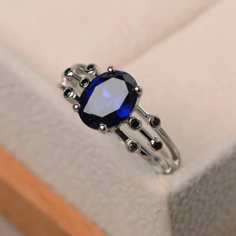 Utimtree Простое Элегантное женское фиолетовое овальное кольцо 925 пробы Серебряное ювелирное изделие Свадебные Кольца для женщин камень по дню рождения подарок леди