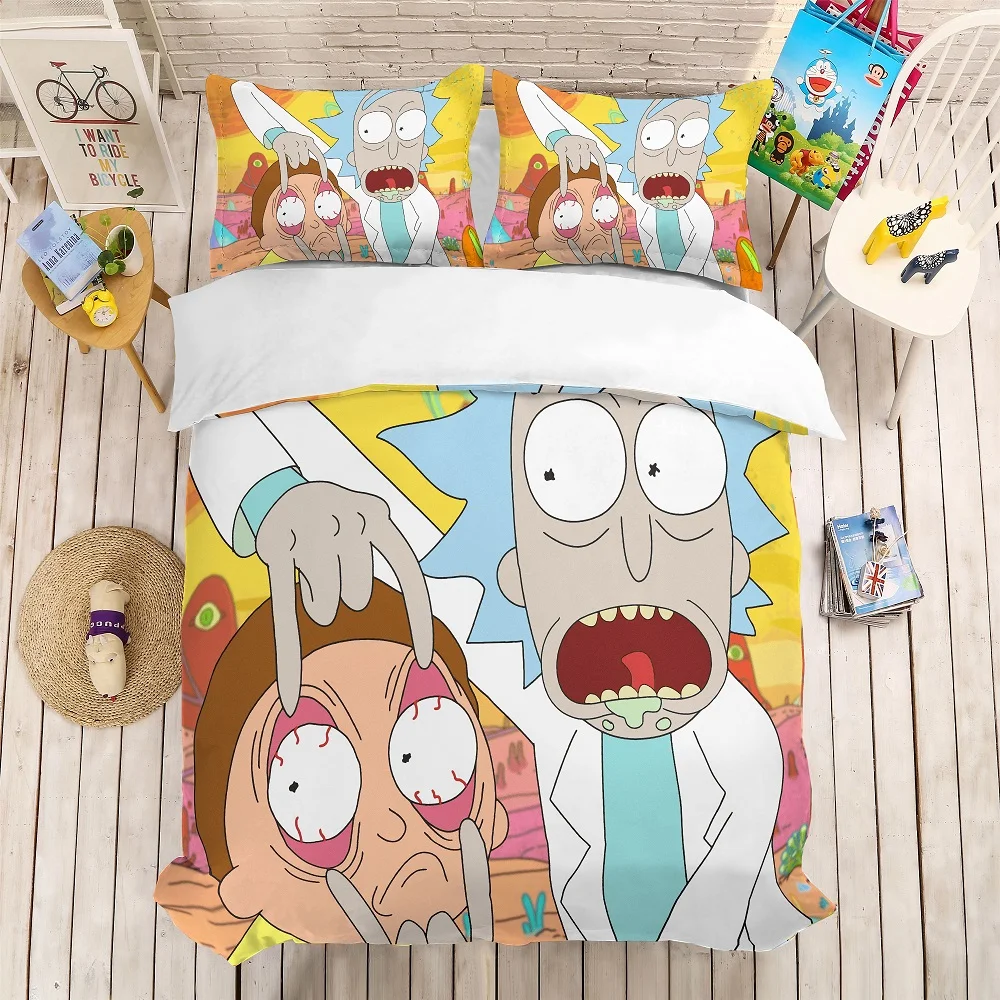 

Funny Bedding Set 3PCS Cartoon Character Bed Linen Set Luxury Microfiber Duvet Cover Set Home Textiles Pillowcase