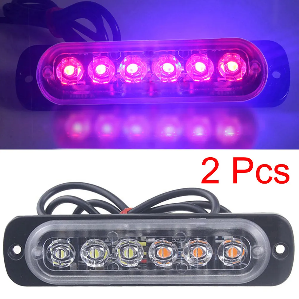 

2x Amber 6 LED Car Truck Emergency Beacon Warning Hazard Flash Strobe Light Bar Strobe lights Blue,White,Yellow,Red