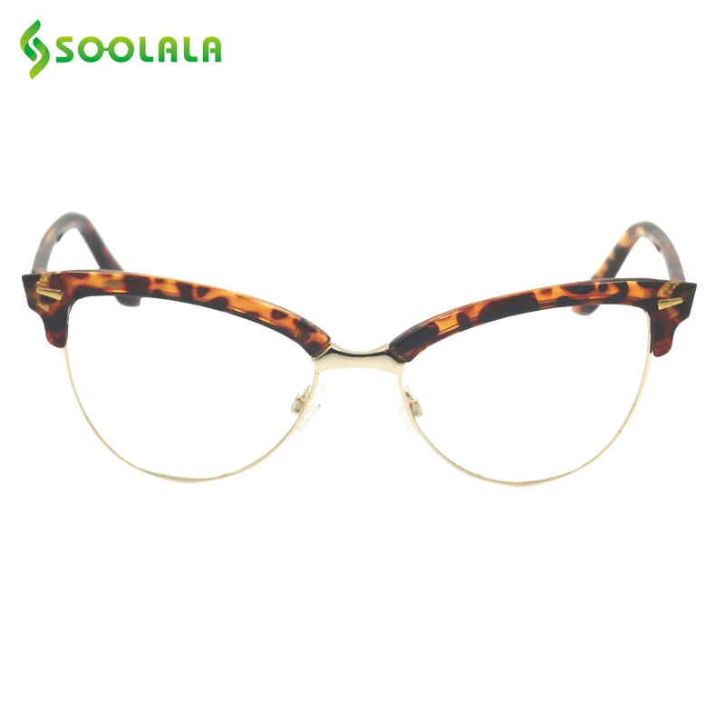 SOOLALA Semi rimless Cat Eye Reading Glasses Women Men Magnifying Eyeglasses Presbyopia Reading glasses 0 5