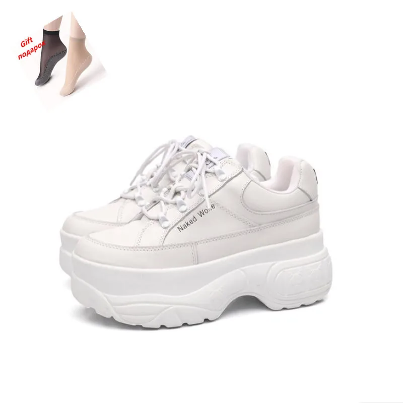 Женские брендовые модные высокие сапоги с высокой талией; сезон осень-зима; обувь на платформе; классическая удобная повседневная обувь; женская спортивная обувь - Цвет: Белый